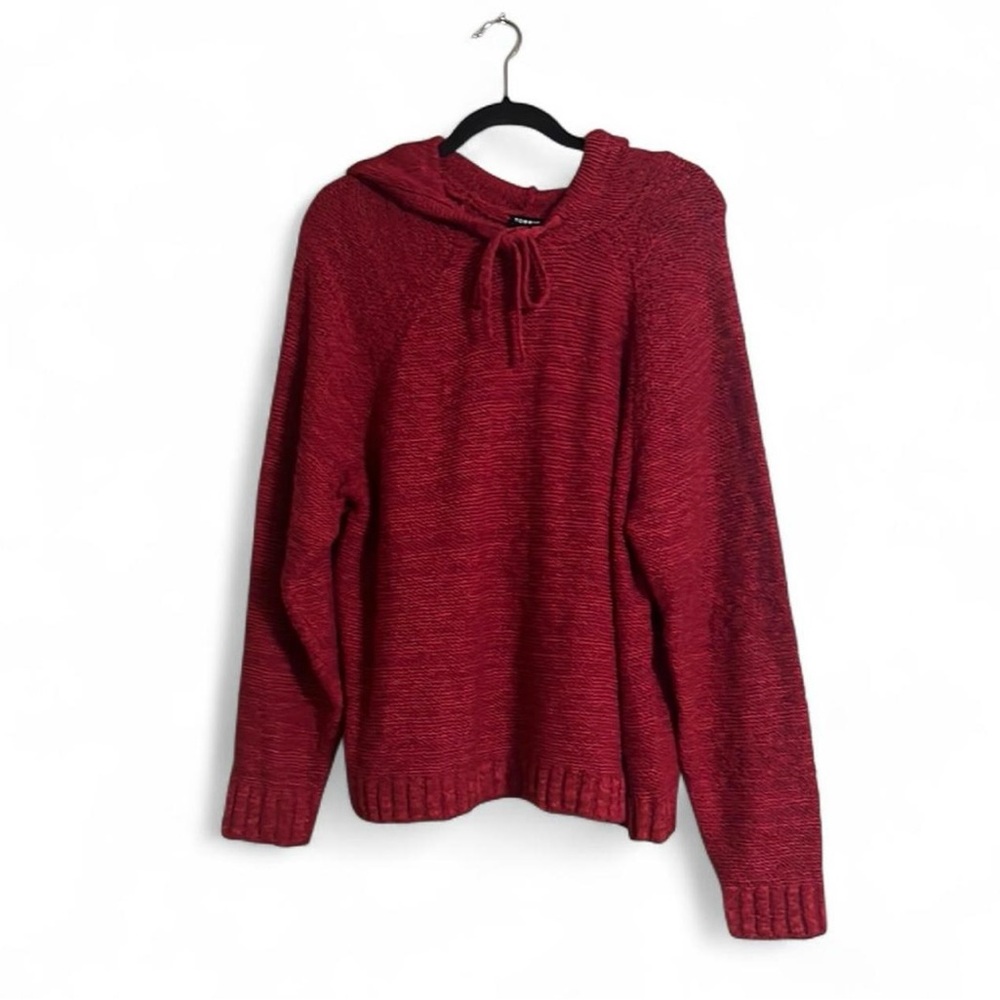 Torrid Sweater Sz 1XL Textured Boxy Hoodie Cozy Red Knitted 100% Cotton Pullover - Picture 5 of 7